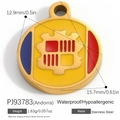 Andorra flag round pendant in 18K gold plated stainless steel for DIY jewelry making - Andorra