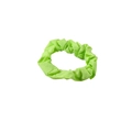 Lime green fabric scrunchie hair tie with soft pleated texture and elastic band - Small Scrunchie