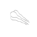 Detailed view of three silver alloy U-shaped hair pins with anti-slip wave pattern texture - 4-Prong (Silver)