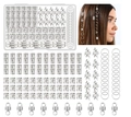 Lot de 100 accessoires argentés pour dreadlocks avec tubes évidés et pendentifs feuilles en boîte - 100 Pièces en Boîte / Tube Creux & Pendentif Feuille (Argent)