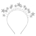 Detalle de diadema de novia de doble capa plateada con estrellas de cristal y aleación - Plateado