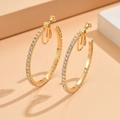 Elegante gouden clip-on oorringen met glinsterende strasstenen en schroefsluiting - Schroef Oorclip / Goud