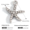 Seestern-Anhänger aus Edelstahl mit funkelnden Zirkonsteinen für individuellen Schmuck - Silberner Zirkon Seestern Anhänger (PJ91557S)
