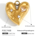 18K vergoldeter Edelstahl Herzanhänger mit weißen Edelsteinen und wasserfestem Finish - Goldener Herz Zirkon Anhänger (PJ91749B)