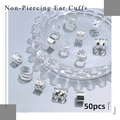 Set van 50 zilveren ear cuffs zonder piercing met diverse holle en gladde ontwerpen - Zilver