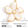 18K vergoldeter Edelstahl-Blumenanhänger mit weißer Perle in der Mitte für DIY - Weißer Perlglanz Perle Blume Anhänger (PJ92406C)