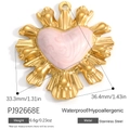 Goldener Herzanhänger aus Edelstahl mit rosa Emaille und Sonnenstrahlenrahmen - Rosa Sonnenstrahl Herz Anhänger (PJ92668E)