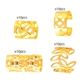 40-teiliges Set goldene Dreadlock-Accessoires mit hohlem Blumenmuster für Boho-Frisuren - Gold
