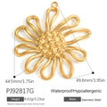 Polierter 18K vergoldeter Edelstahl Sonnenblumen Anhänger für DIY Schmuckherstellung - Goldener Hohler Sonnenblume Anhänger (PJ92817G)