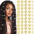 50-delige gouden dreadlock sieradenset met holle manchetten en bladhangers voor vlechten - Standaard Combinatie / Goud