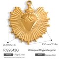 Poliertes Edelstahl Herz-Anhänger in Goldoptik mit strahlendem Sonnenstrahl-Design - Strahlender 3D Herz Anhänger (PJ92842G)