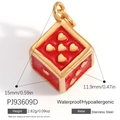 Roter Emaille-Edelstahlanhänger in Herz-Würfelform für individuellen Schmuck - Roter Würfel Mit Herzmuster Anhänger (PJ93609D)