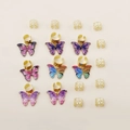18-teiliges böhmisches Schmetterling-Haarring-Set mit bunten Emaille-Anhängern in Gold - 18er Set Stil 2