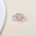 Silver rhinestone hair clip featuring a sparkling pink heart design for girls and pets - Heart-shaped Spring Clip