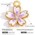 Kirschblüten-Anhänger aus Edelstahl mit lila Emaille und Zirkonia-Einlage - Lila Weißer Verlauf Kirschblüten Anhänger (PJ93685DG)