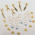 Set di 31 anelli per capelli bohémien dorati con ciondoli a forma di luna e foglia - Oro