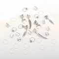 Set da 31 pezzi di ciondoli per dreadlock bohémien in argento con piume e luna - Argento