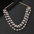 Elegante mehrlagige Perlen-Quasten-Haarkette mit goldenen Clips für Brautfrisuren - Gold Stil (C5413)