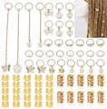 28-piece gold butterfly hair rings and charms set for dreadlocks and braided hairstyles - Butterfly Shell Collection / Gold