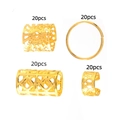 Lot de 4 anneaux à cheveux dorés évidés avec motifs sculptés pour coiffures tressées - Ensemble Creux Économique / Doré