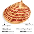 Fächerförmiger Anhänger aus goldenem Edelstahl mit roter Emaille und vertikalen Streifen - Roter Fächerförmiger Muschel Anhänger (PJ93717A)