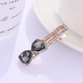 Pince à cheveux bec de canard avec cristaux gris fumé et strass en or rose - Gris Foncé (B3205)