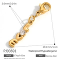 18K gold-plated stainless steel LOVE pendant with zircon stone and lobster clasp - LOVE Rhinestone Letter Pendant (PJ93691) / 28.1x3.6mm / Gold