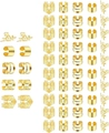 Gouden holle dreadlock ringen en oormanchetten in diverse blad- en getextureerde patronen - Voordeelverpakking Set / Goud