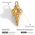 Pendentif cornet de glace en acier inoxydable doré avec dimensions et détails techniques - Style Glace (PJ93741)