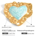Hellblauer Emaille-Herzanhänger aus 18K vergoldetem Edelstahl mit Wellenstruktur - Kleiner Hellblauer Texturierter Wellenherz Anhänger (PJ93718B-Small)