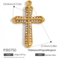 Pendentif croix en acier doré étanche avec zircons scintillants de 18x27mm - Croix en Strass Dense (PJ93750)
