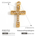 Pendentif croix en acier doré avec strass blancs et finition imperméable durable - Croix en Strass Délicate (PJ93752)