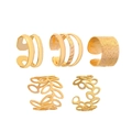 Lot de 5 boucles d'oreilles ear cuffs dorées avec feuilles ajourées au design vintage chic - Style de Combinaison Multi-styles (2788) / Set de 5 pièces / Or KC
