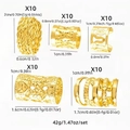 Detailliertes Set aus 50 goldenen hohlen Haarringen mit Web- und Herzmustern für Zöpfe - Gold