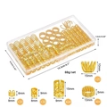 50-teiliges Set goldener Haarflechtringe in einer Klarsichtbox mit einem Gewicht von 88g - Große Spezifikationen / Gold