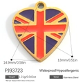 DIY Herzanhänger aus Edelstahl mit Union Jack Flaggenmuster und 18K Goldbeschichtung - Britische Flagge Muster Herz Anhänger (PJ93723)