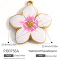 Pendentif en forme de fleur avec dégradé rose en acier inoxydable pour bijoux DIY - Fleur de Prunier Dégradé Rose (PJ93756A)