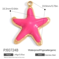 Seestern Anhänger mit rosa Emaille Einlage aus 18K vergoldetem Edelstahl - Rosa Glänzender Goldrand Seestern Anhänger (PJ93724B)