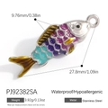 Waterproof stainless steel colorful fish pendant with blue and purple enamel fish scales - Stainless Steel Multicolor Fish A (PJ92382SA)