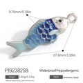Blue enamel fish pendant charm in stainless steel with waterproof and hypoallergenic design - Stainless Steel Blue Gradient Fish (PJ92382SB)