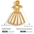 Pendentif robe en émail blanc sur acier inoxydable plaqué or 18 carats de luxe - Robe Blanche et Or (PJ93759A)