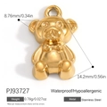 Goldener Bär-Anhänger aus Edelstahl mit Schleife, wasserfest und hypoallergen für Damen - 3D Guss Schleife Goldener Bär Anhänger (PJ93727)