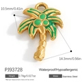Wasserfester Edelstahl-Palmbaum-Anhänger mit grüner Emaille für DIY-Schmuckherstellung - Gold Grüner Emaille Palmbaum Anhänger (PJ93728)