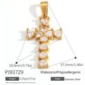 Wasserfester goldener Edelstahl-Kreuzanhänger mit herzförmigen weißen Zirkon - Herz Kombination Zirkon Kreuz Anhänger (PJ93729)