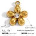 Pendentif fleur en acier inoxydable doré avec cristal blanc pour bijoux DIY - Fleur à Cinq Pétales Dorée (PJ93763)