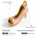 Pendentif chaussure rose en acier inoxydable doré 18 carats avec dimensions détaillées - Talons Hauts Roses (PJ93764)