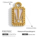 Pendentif rectangulaire en acier inox avec rayon de soleil et zircon rose pailleté - Rectangle Soleil Rose Clair (PJ93765C)