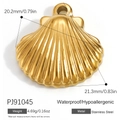 Wasserdichter goldener Muschel-Anhänger aus Edelstahl mit hypoallergenem Finish - Hellgoldener Jakobsmuchel Anhänger (PJ91045)