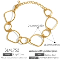 Waterproof gold plated stainless steel interlocking oval link chain bracelet for women - 18K Gold Plated / Irregular Geometric Link Bracelet (SL41752)