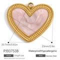 Pink heart pendant in gold stainless steel frame with beaded edge detail for DIY jewelry - Stainless Steel Pink Heart Style (PJ93753B)